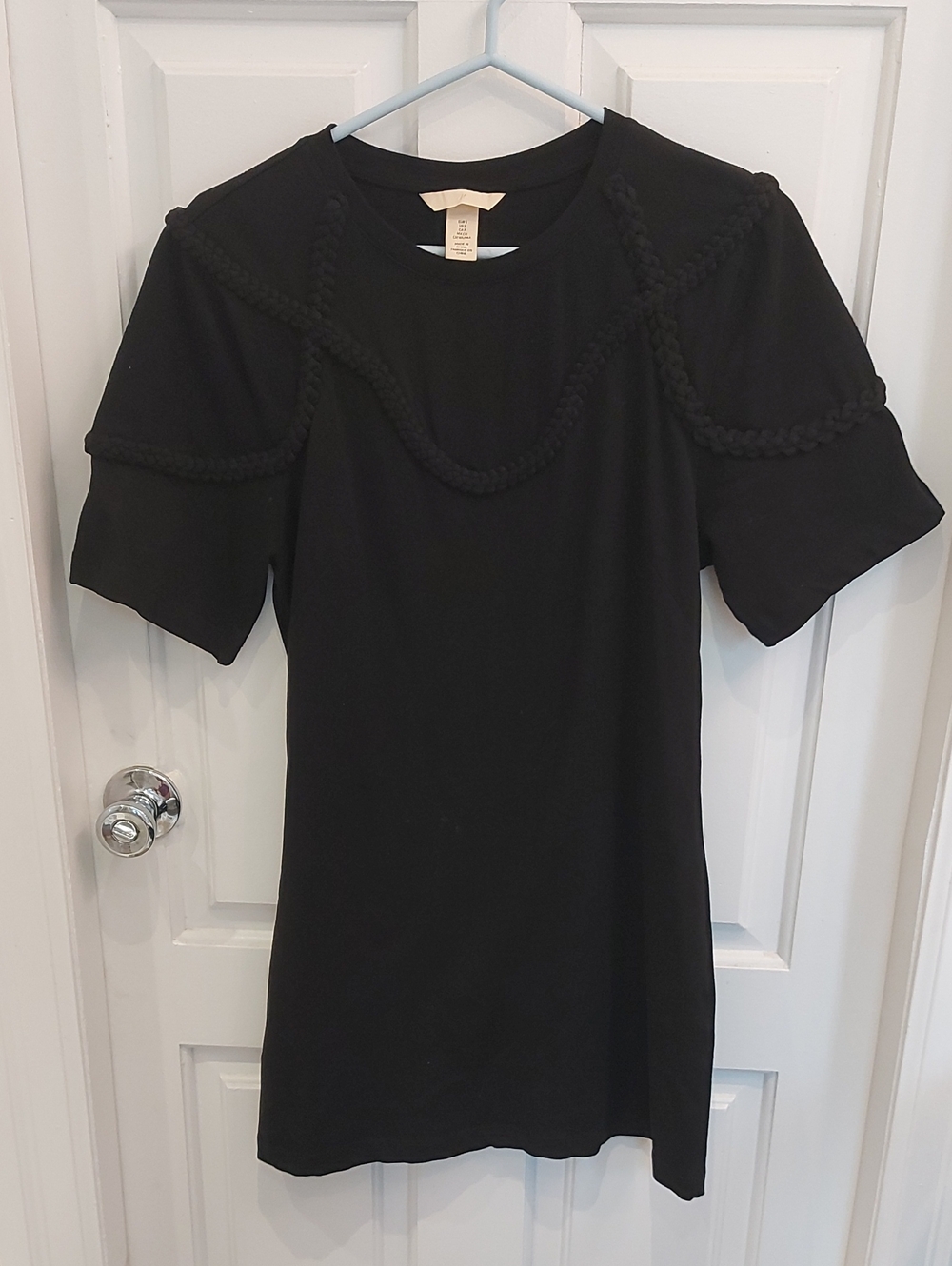 H&M Black Mini Dress with Braided Trim